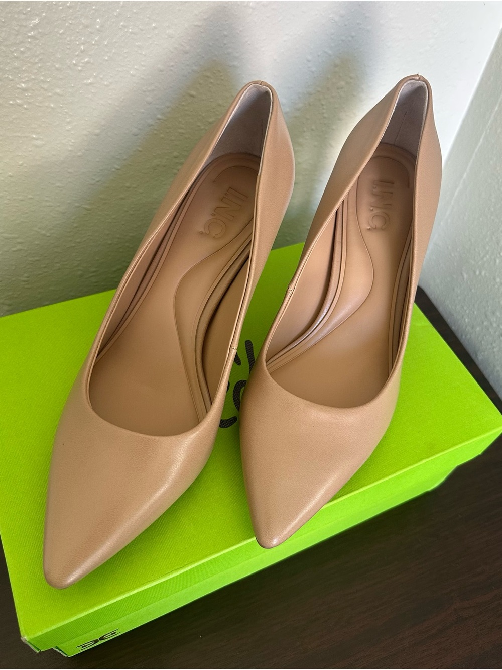 INC International Concepts Nude Pointed-Toe Leather Pumps
